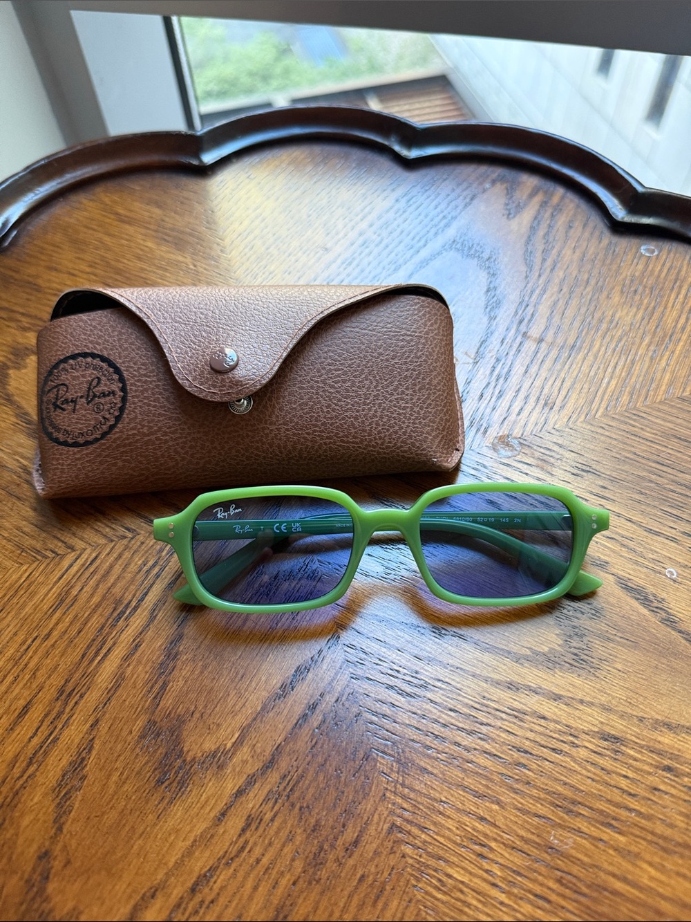Ray-Ban Green Frame Sunglasses with Blue Lenses